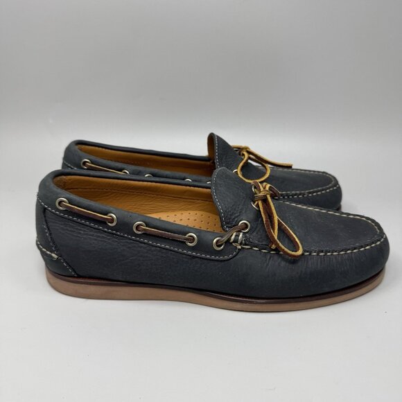 L.L. Bean Camp Mocs Size 9.5 Handsewn Mens Black Leather Moccasins Boat Shoes main image 5